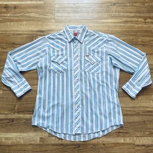 VTG Ely Plains Men’s 17x34x35 Pearl Snap Striped Western Rockabilly Rodeo Shirt